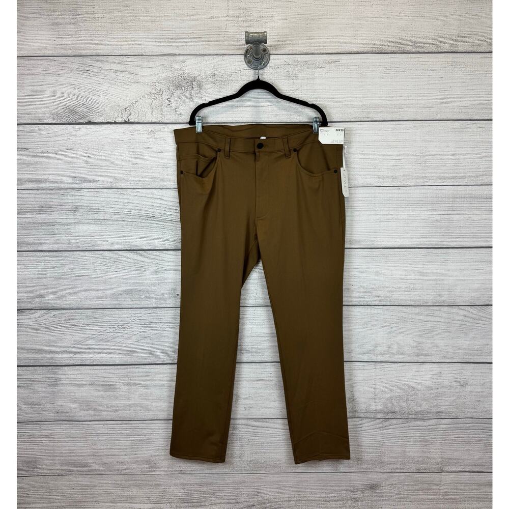 Stylus Men's Carmel Brown Slim Fit 5 Pocket Stretch Pants Size 38x30